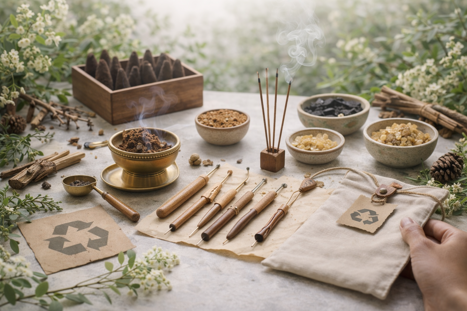 Craftsmanship process with natural ingredients, artisanal tools and techniques